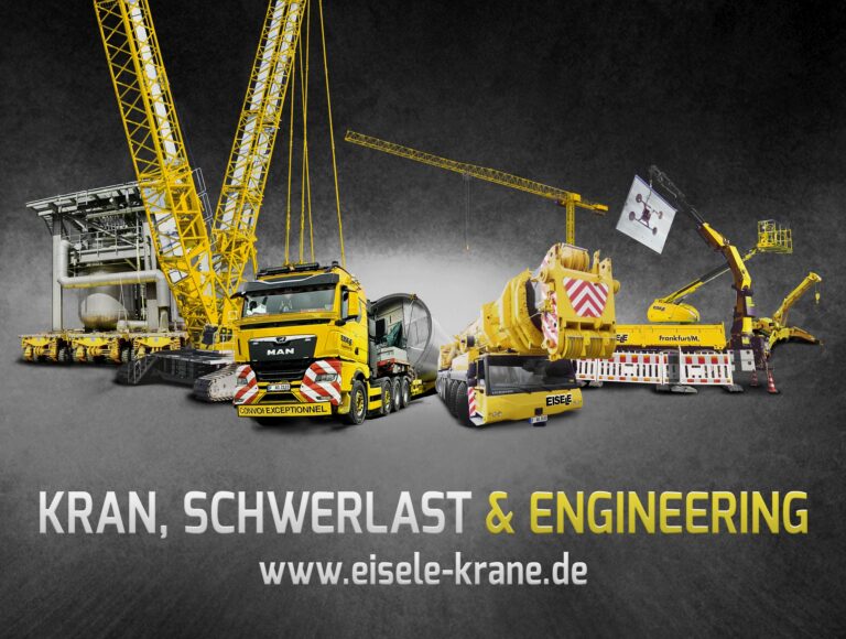 Fuhrpark Kran, Schwerlast Spedition & Montagen von Eisele - Banner